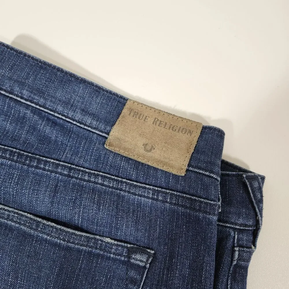 True Religion Striped Jeans Men's 38/32 Rocco Relaxed Skinny 112790 Motorcycle